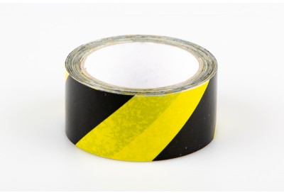 Yellow Black Hazard Safe Distance Floor Marking Tape 48mm X 33m